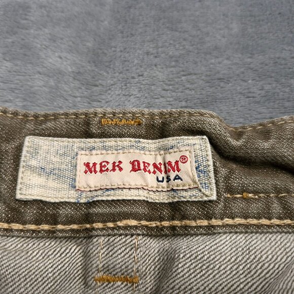 Mek Denim USA Mens Havana Jeans Distressed 32 Holes Wide Leg Relaxed Altered - Picture 8 of 10